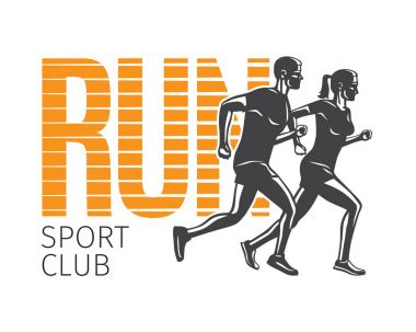 Spor Kulübü yönetiyorum. Çalışan adam ve kadın Logotype.