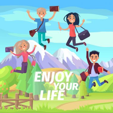 İnsanlar atlama hayatın hafta sonu veya tatil tadını çıkarın