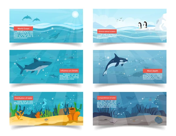 Illustrazioni oceaniche con informazioni scientifiche — Vettoriale Stock