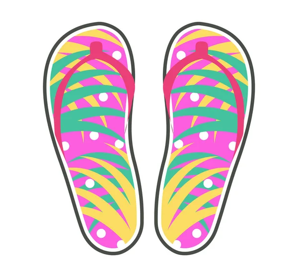 Paar kleurrijke slippers platte Vector Icon — Stockvector