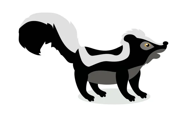Ilustrasi Kartun Skunk Vektor dalam Rancangan Datar - Stok Vektor