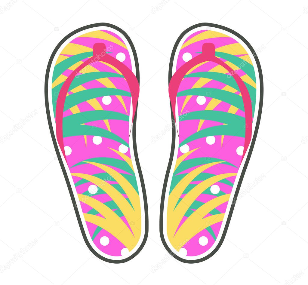 Pair of Colorful Flip-Flops Flat Vector Icon — Stock Vector © robuart