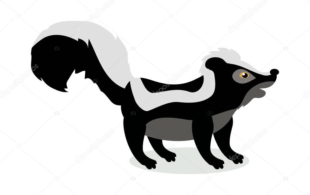 Skunk Cartoon Vector Illustration in Flat Design