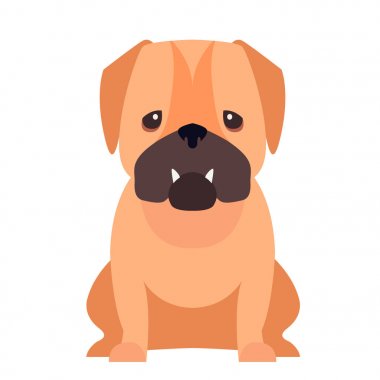 Şirin Pug köpek çizgi film düz vektör simgesi