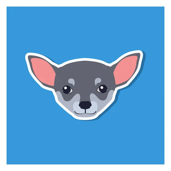 Kis fej Chihuahua kutya elülső nézet lapos ikon — Stock Vector