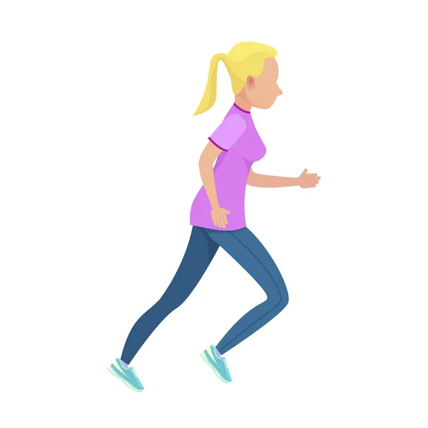 Joven rubia en forma de Slinky Sport Running — Vector de stock