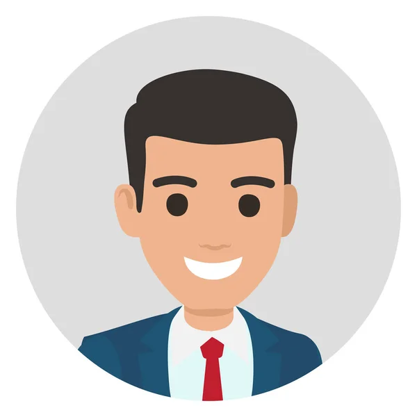 Cartoon Businessman in Suit Portrait in Circle — Stock Vector