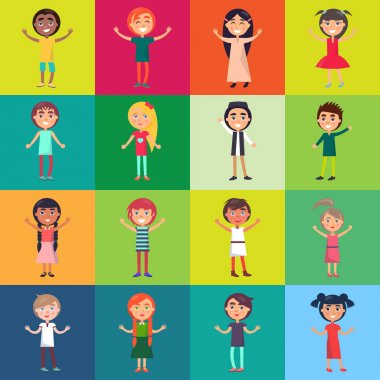 Aktif çocuk üzerinde renkli arka planlar izole