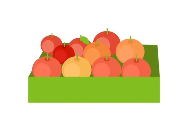 Κόκκινα μήλα σε κουτί — Διανυσματικό Αρχείο