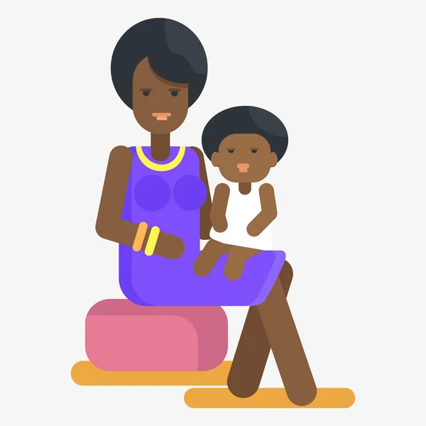 Афроамериканська жінка тримає дитину на колінах вектор — стоковий вектор