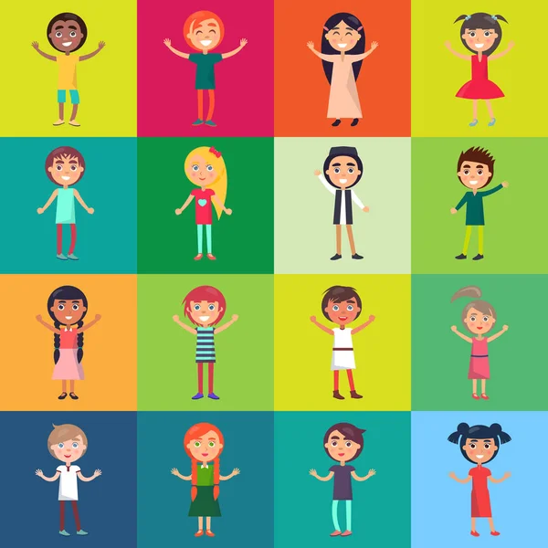 Aktif çocuk üzerinde renkli arka planlar izole