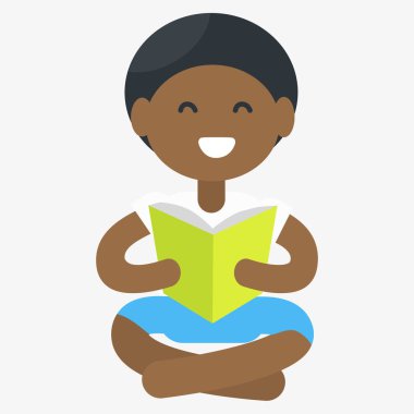 Afrikalı Çocuk okuma kitabı grafik illüstrasyon