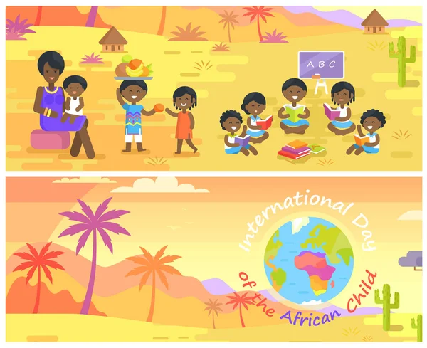 Международный день африканских детских баннеров — стоковый вектор