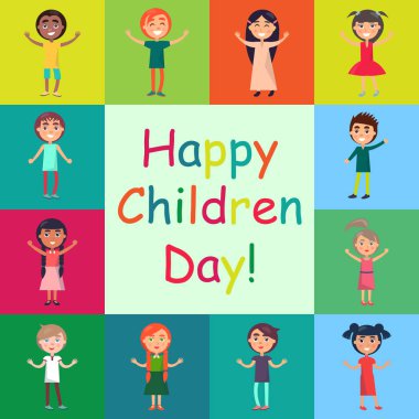 Renkli arka planlar posteri Happy Kids