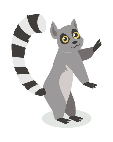 Carino Lemur Icona cartone animato in design piatto — Vettoriale Stock