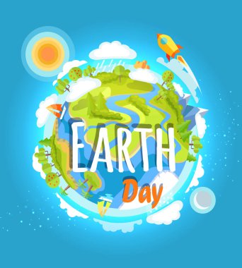 Planet Earth gün şablonu renkli Poster