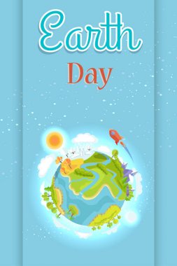 Planet Earth gün şablonu renkli Poster