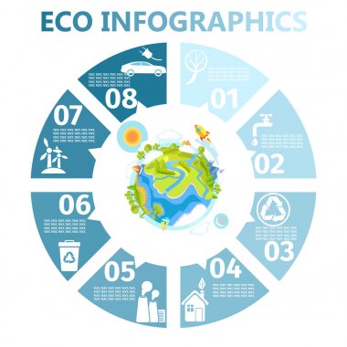 Eco yuvarlak Infographics dünya çizim ile