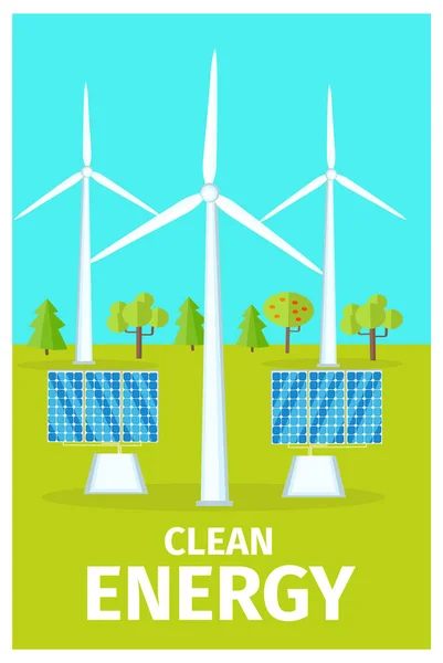 Promotional Poster Dedicated to Clean Energy Use — Stock Vector