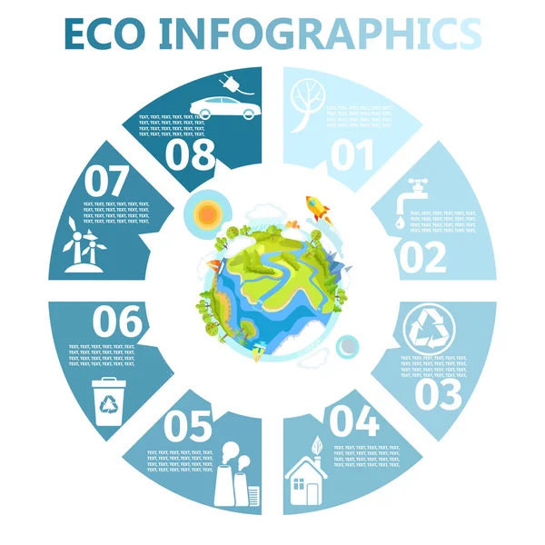 Öko-runde Infografiken mit Erdillustration — Stockvektor