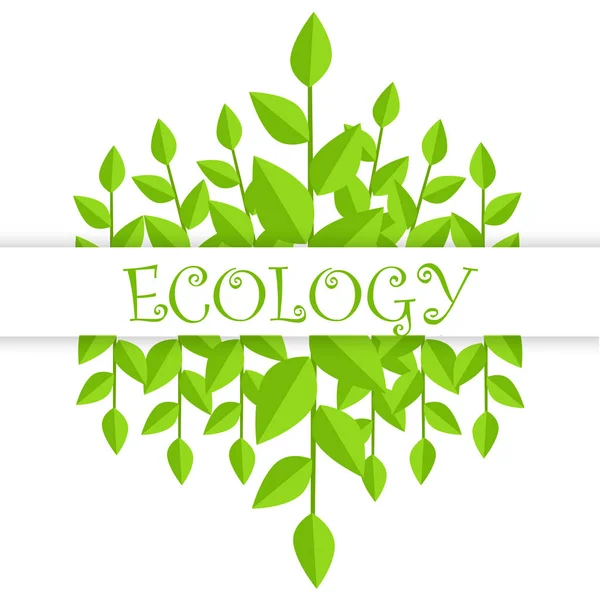 Banner Ecologia con Rami e Foglie Verdi — Vettoriale Stock