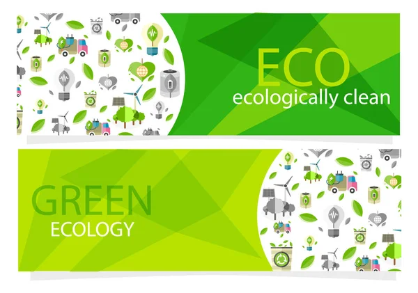 Conjunto de equipos ecológicos verdes para uso humano — Vector de stock