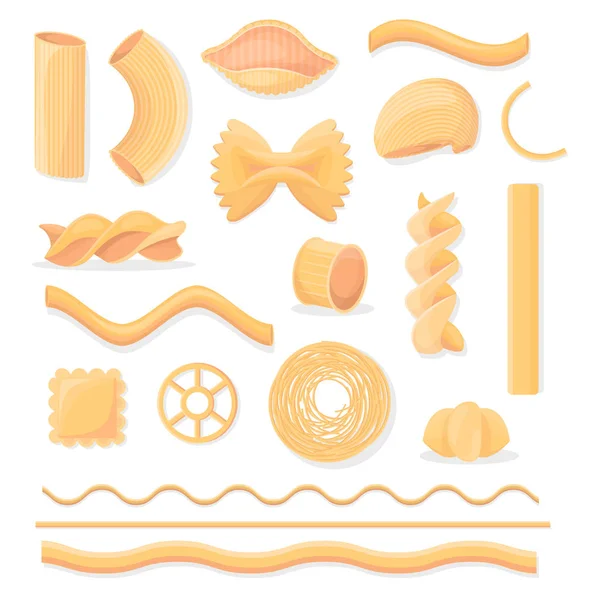 Ensemble de diverses illustrations isolées en pâte italienne — Image vectorielle