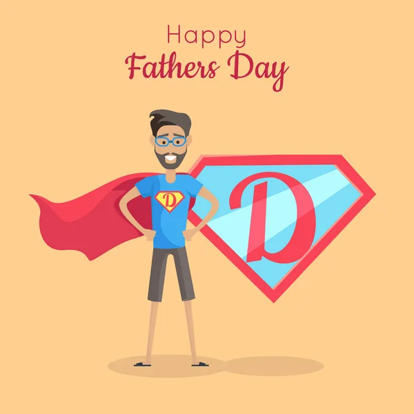 幸せな父親の日」ポスター。パパのスーパー ヒーロー — ストックベクタ