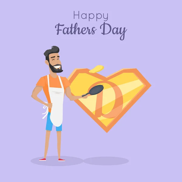 Happy Fathers Day Poster. Daddy Great Cooker — Stock Vector
