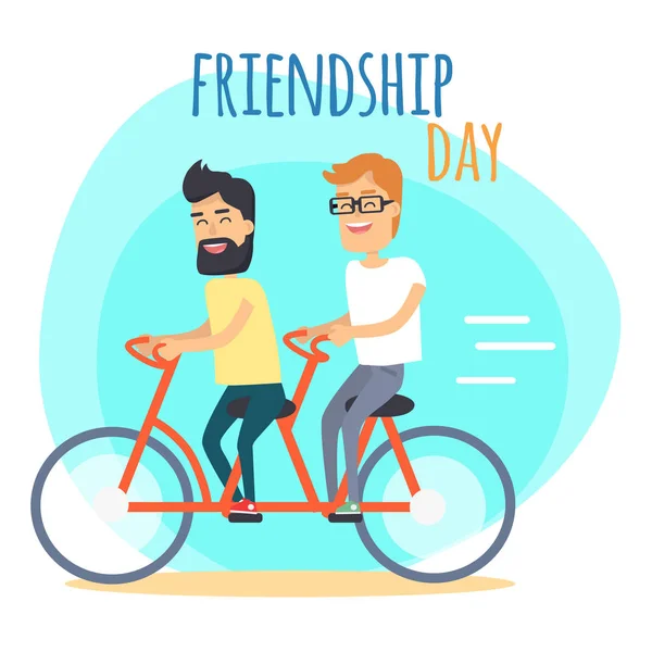 Dostluk günü. En iyi iki arkadaş Çift Kişilik Bisiklet — Stok Vektör
