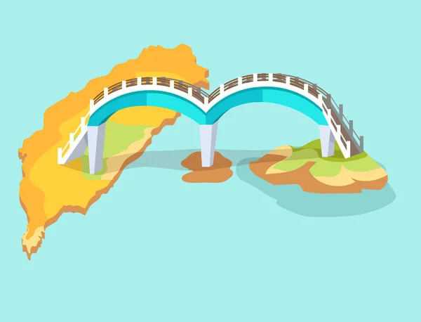 Dragon Arched Bridge en Taiwán Icono dibujado a mano — Vector de stock