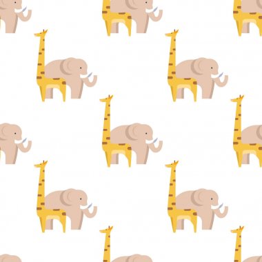 Grafik zürafa ve büyük fil Seamless Modeli
