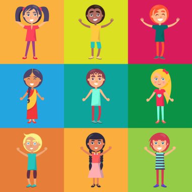 Renkli arka planlar posteri Happy Kids