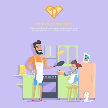 Babam benim en iyi arkadaşım vektör düz tasarım olduğunu.