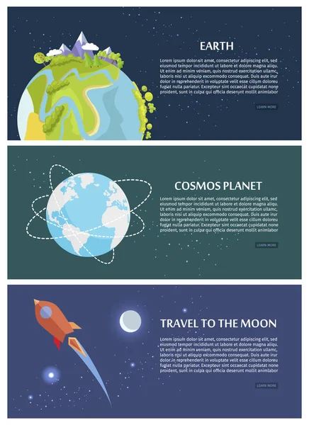 Ταξίδι πλανήτη Cosmos γη φεγγάρι έννοια. — Διανυσματικό Αρχείο