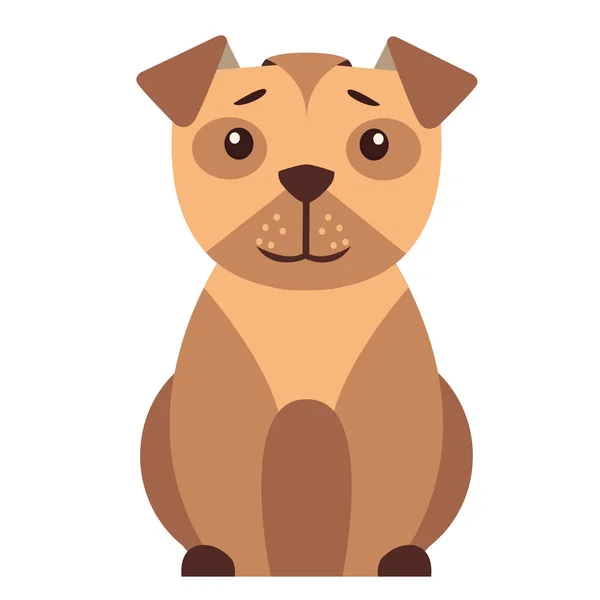 Lindo perro pequeño dibujo animado icono de vector plano — Vector de stock