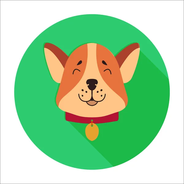 Cute Dog Muzzle Cartoon Flat Vector Icon — Stock Vector