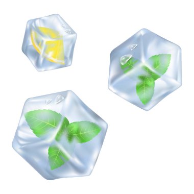 Buz küp dilim limon ve nane ile yenileme