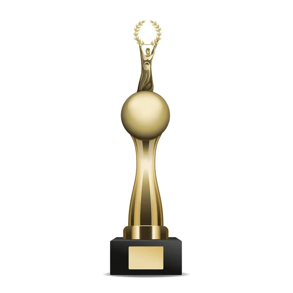 Copa Trofeo de Oro con Corona de Laurel y Humano — Archivo Imágenes Vectoriales