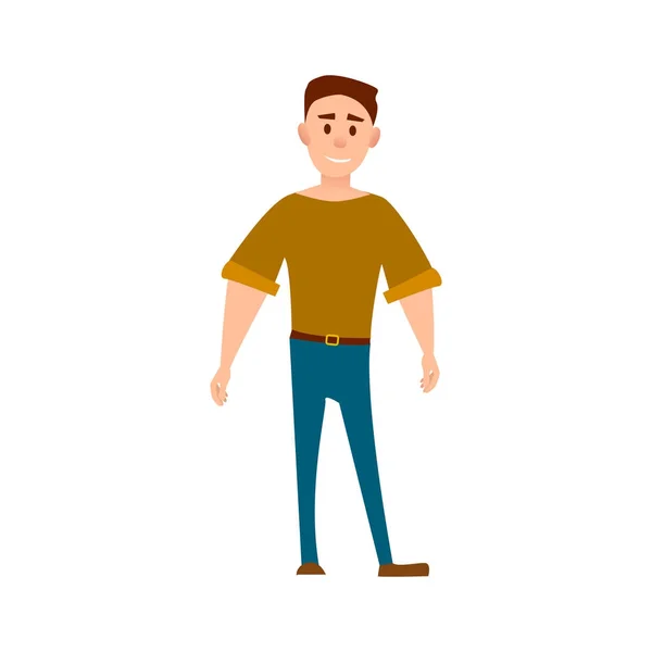 Homme Sportif en T-shirt et Jeans Full Length — Image vectorielle