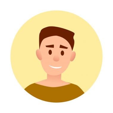 Genç yakışıklı çocuk geniş gülümseme Avatar ile