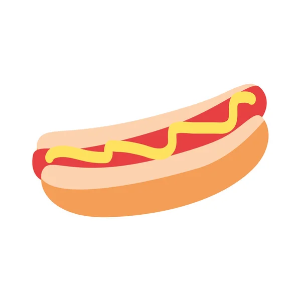 Hot Dog mit gelber Senfgrafik flache Ikone — Stockvektor