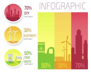 Şehir elektrik toksik atık Infographic Poster
