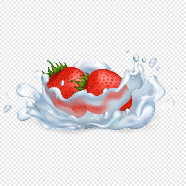 Gota de fresas en la ilustración aislada del agua — Archivo Imágenes Vectoriales