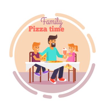 Aile Pizza vektör çizimde Babalar günü
