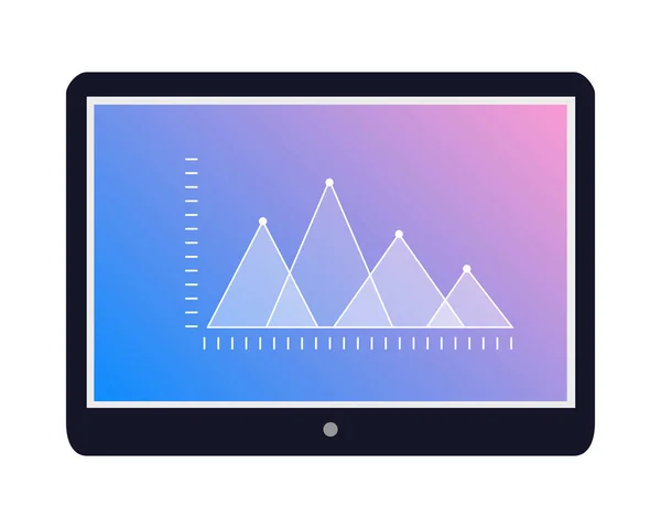 Ícone de Tablet com Gráfico em Tela Flat Vector —  Vetores de Stock