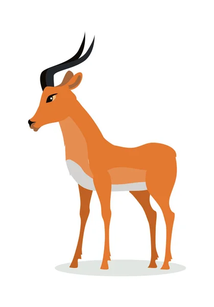 Antilope Impala Cartoon-Ikone im flachen Design — Stockvektor