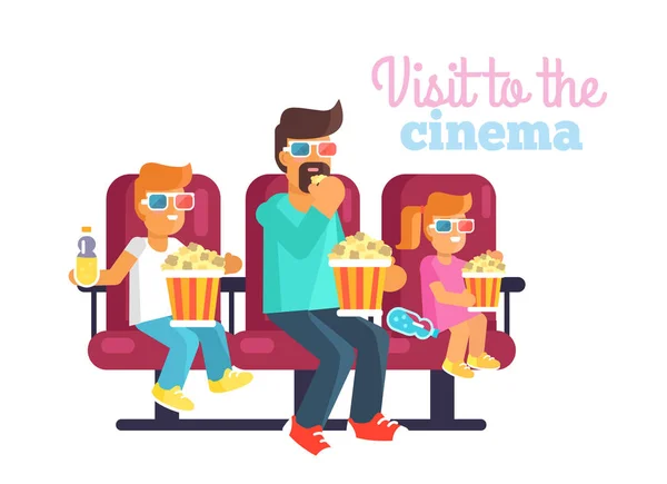 Visite au cinéma avec Père Affiche Illustration — Image vectorielle