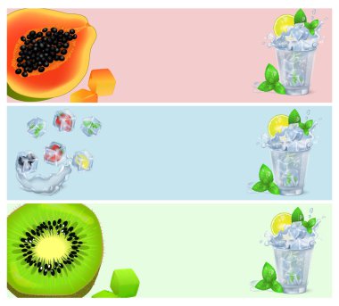 Tropikal meyve buz küpleri ile afiş ayarla