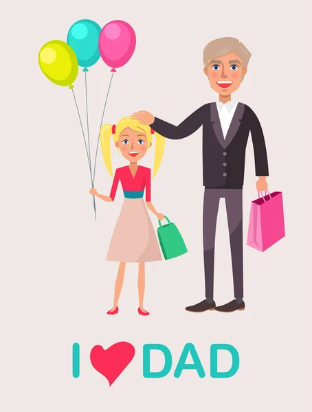Vater und blonde Tochter feiern Vatertag — Stockvektor